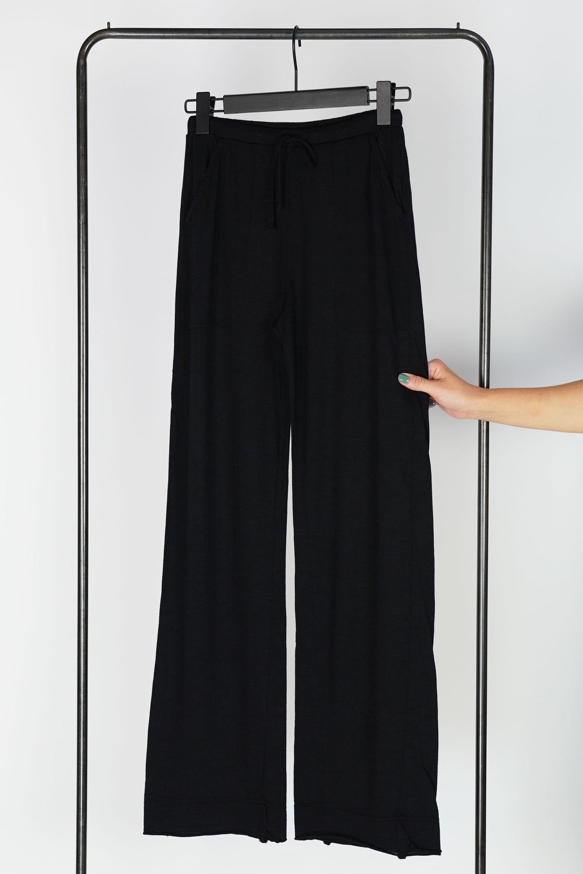 long cashmere pants black