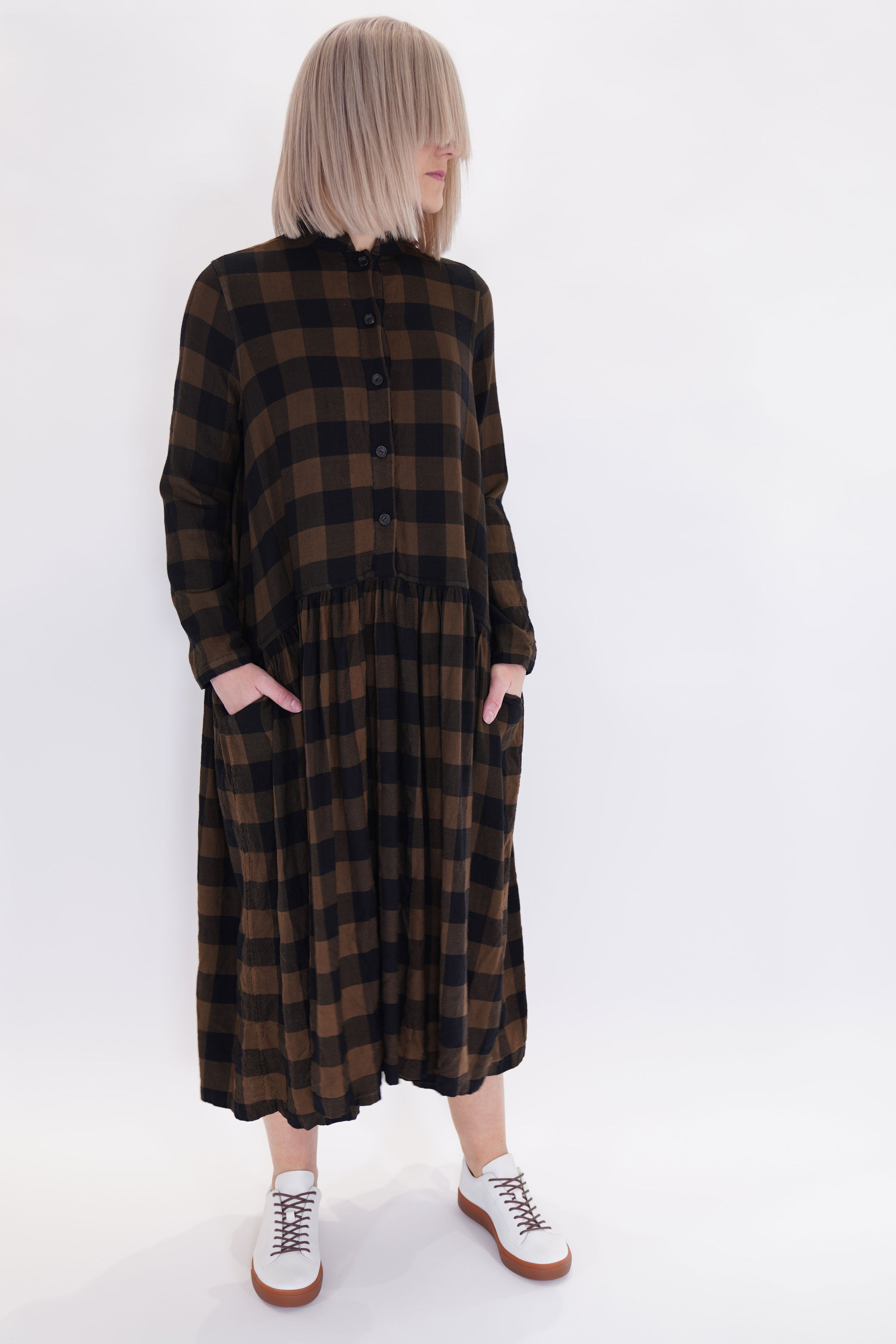 d dress fine check wool brown