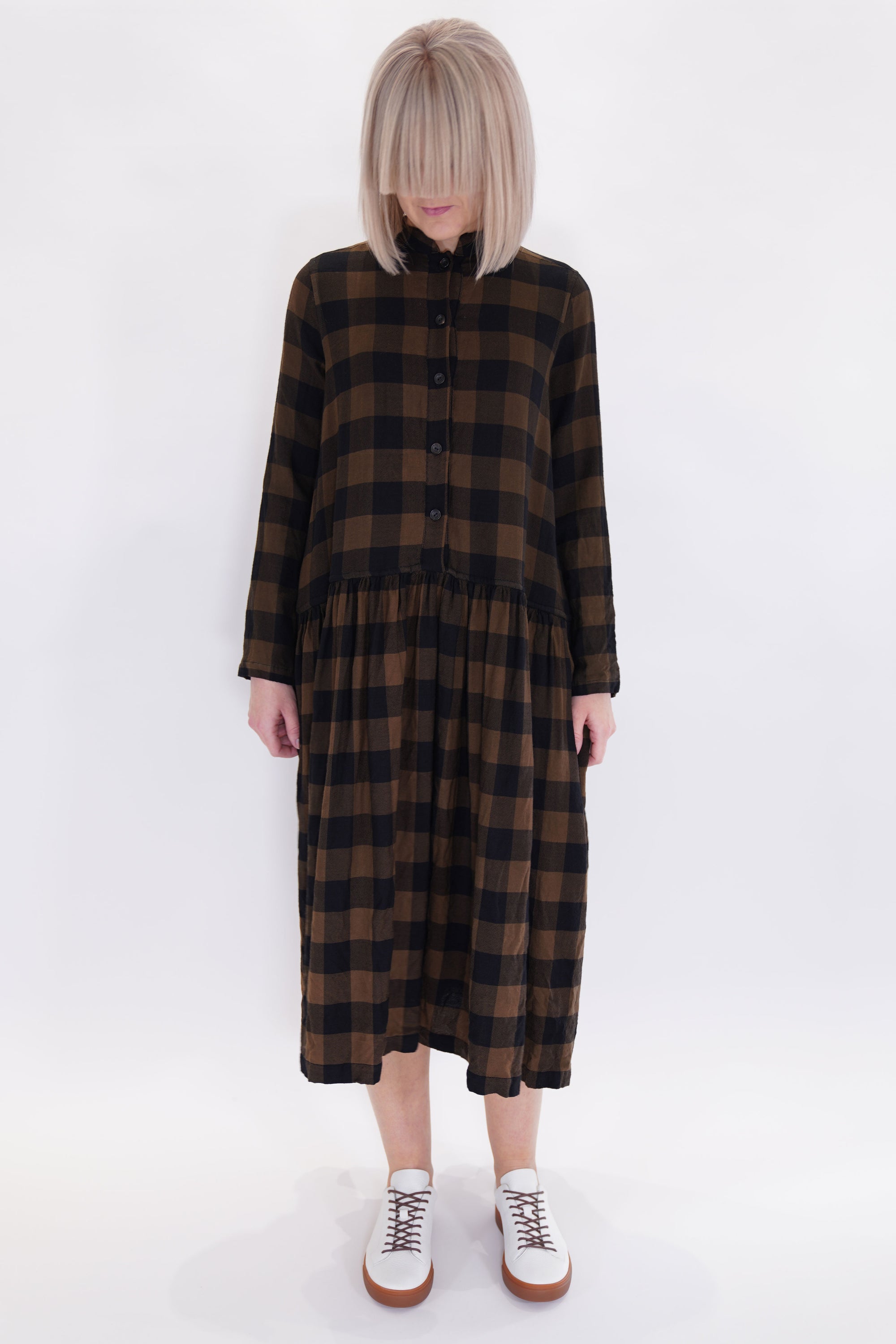 d dress fine check wool brown