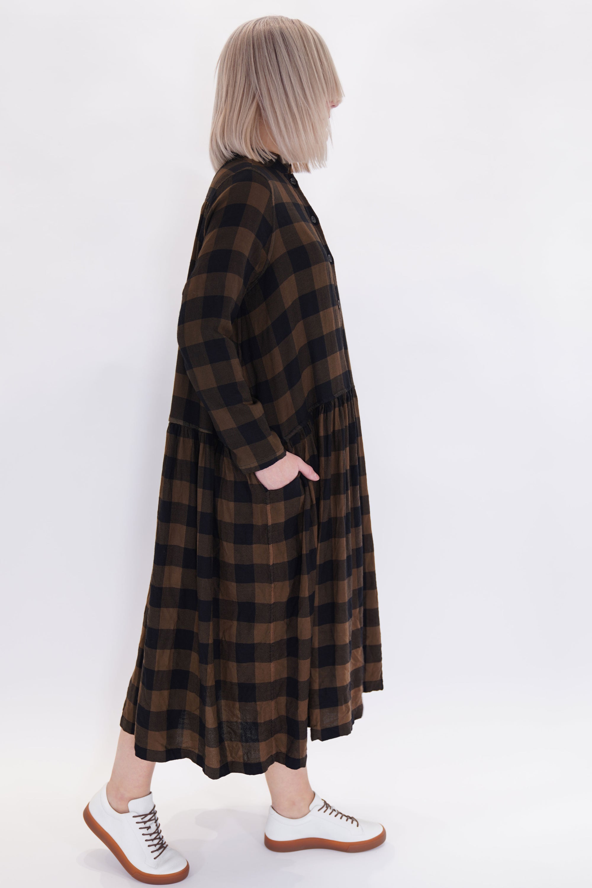 d dress fine check wool brown