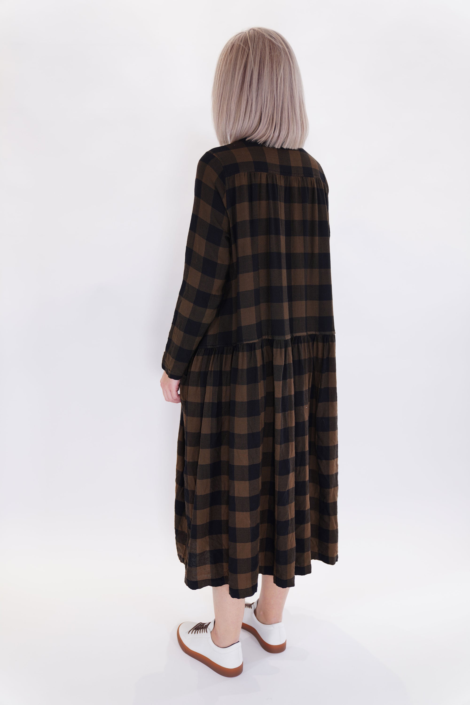 d dress fine check wool brown
