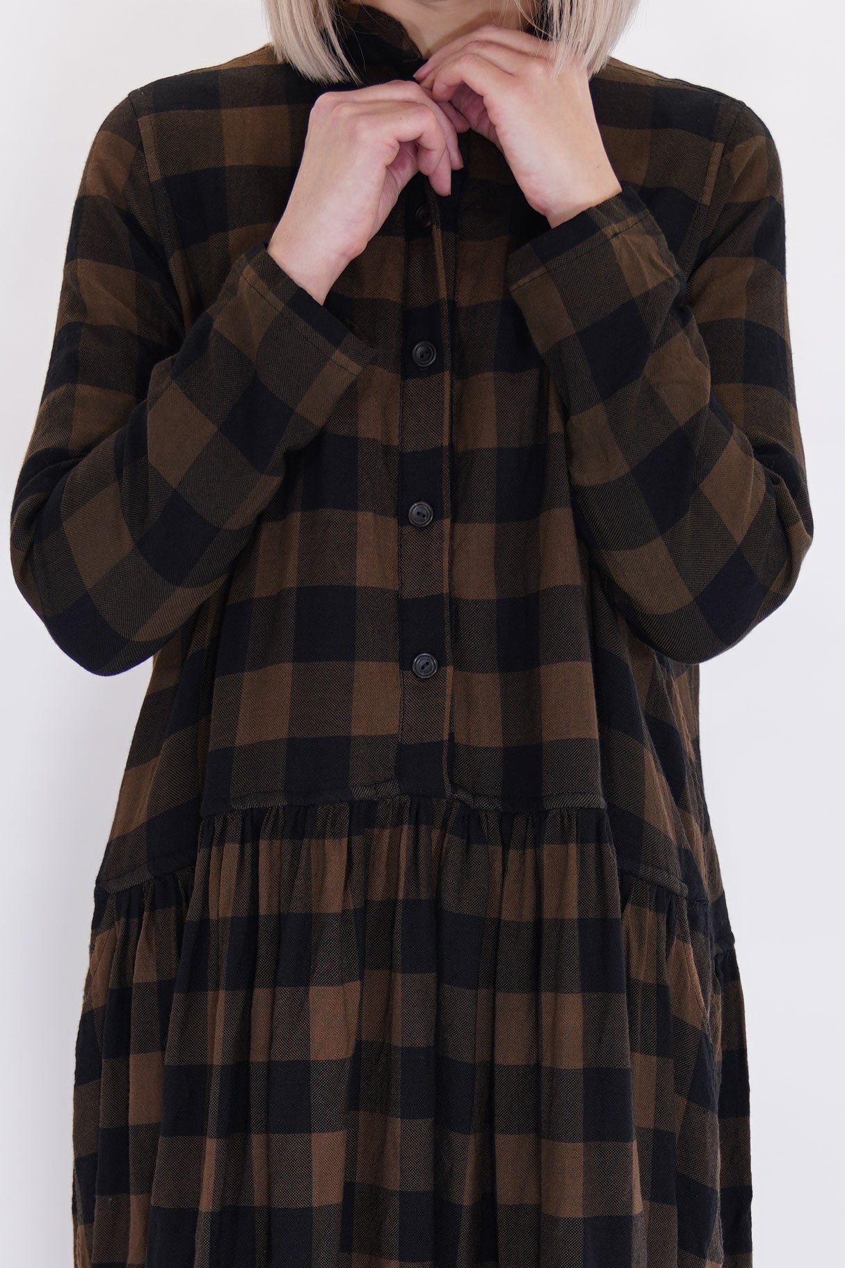 d dress fine check wool brown