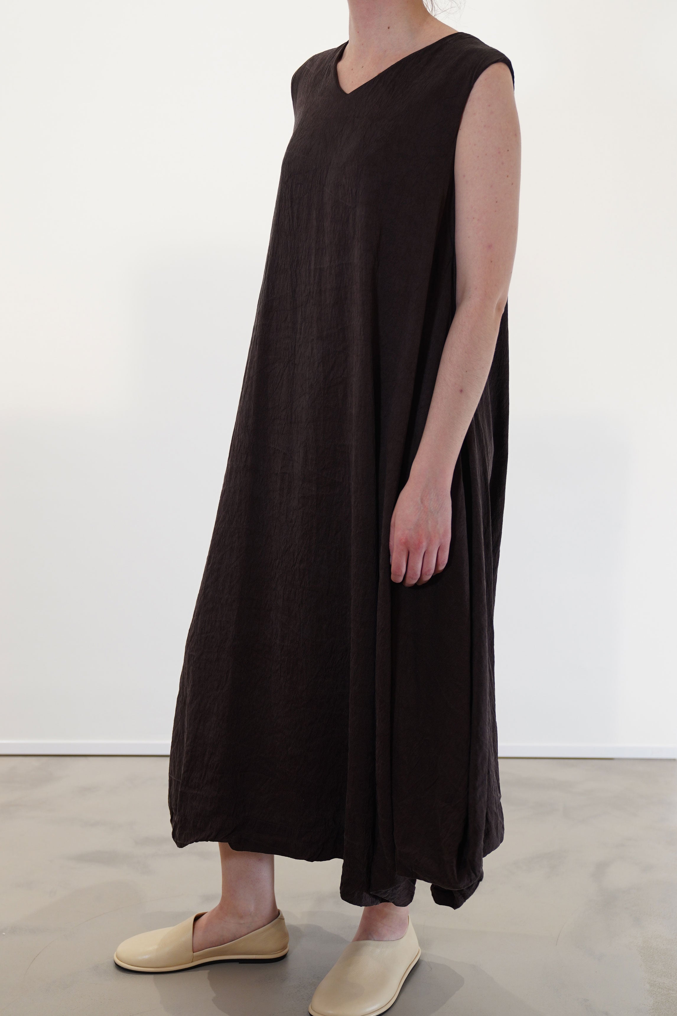dress o dupion silk brown
