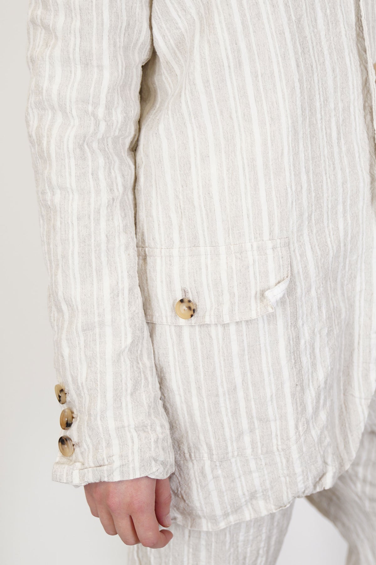 fractus jacket self stripe linen natural