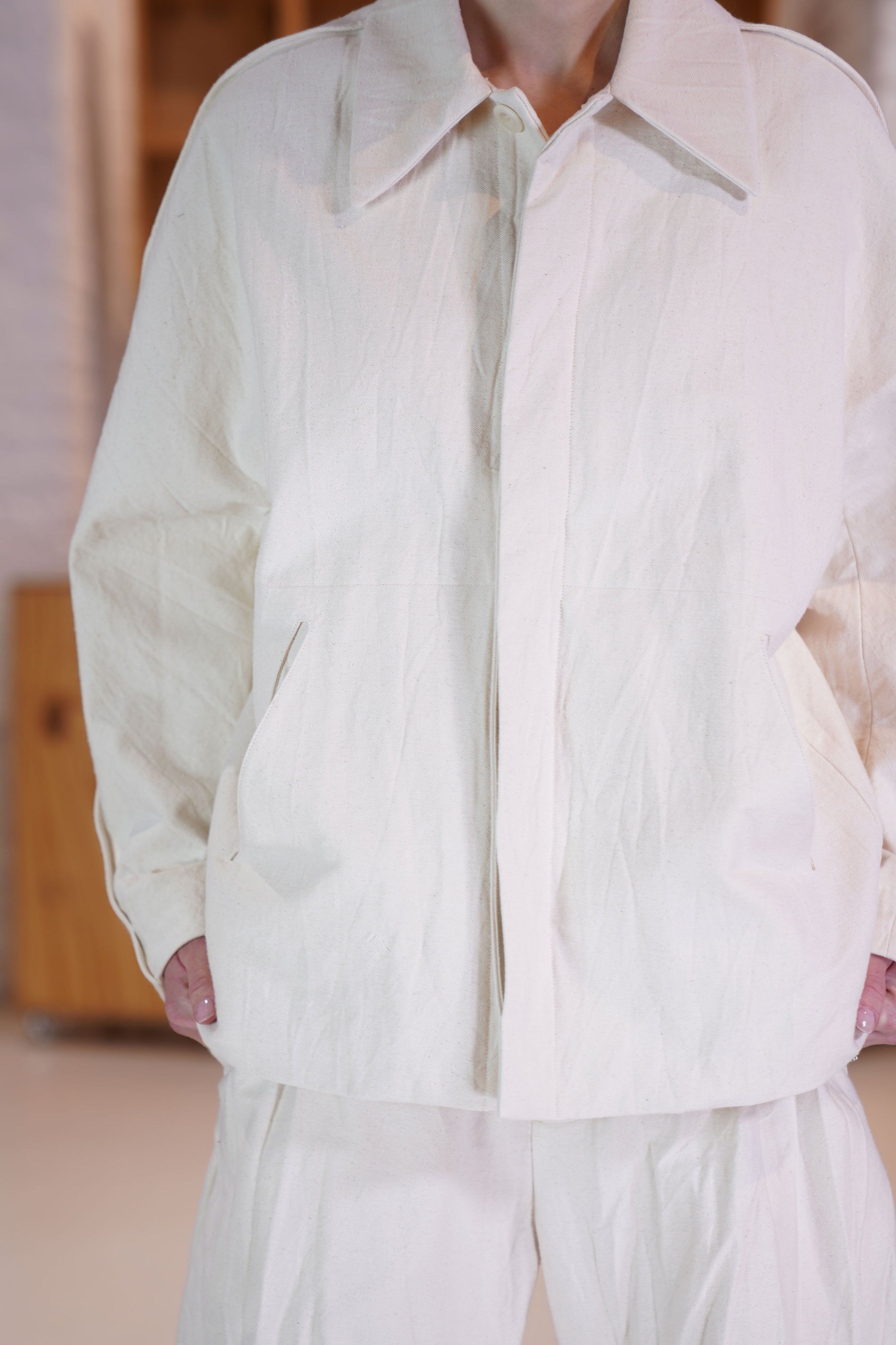 acrobat jacket creased cotton raw