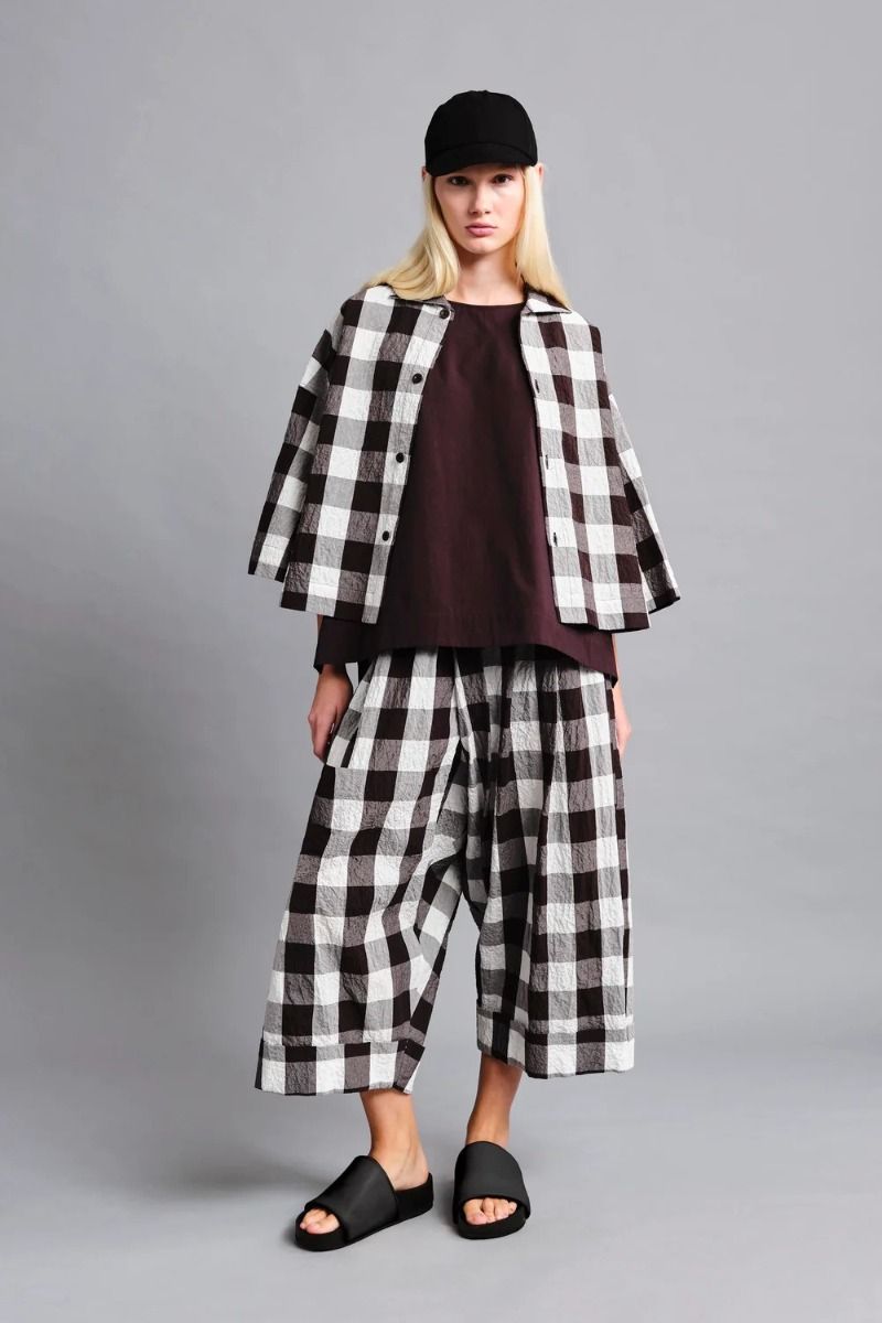 toogood baker trousers tablecloth gingham coffee | Carrousel