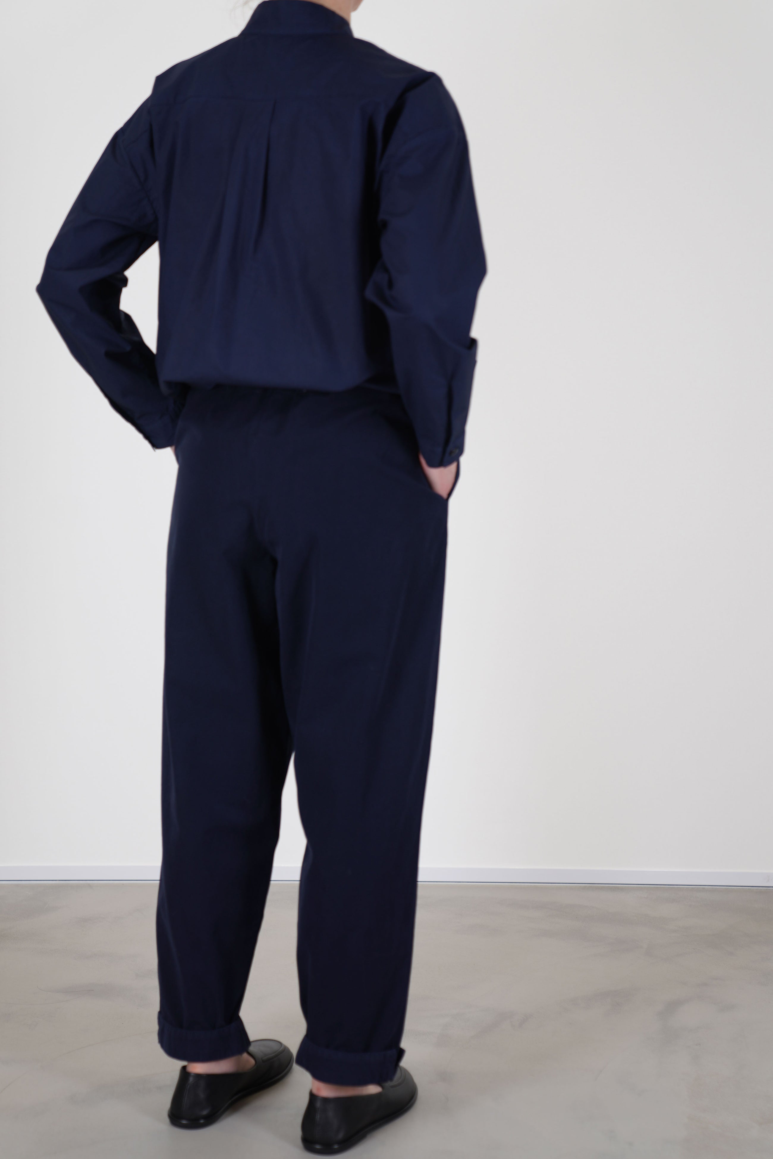 toogood gymast trousers ink worn with matching physician shirt ink