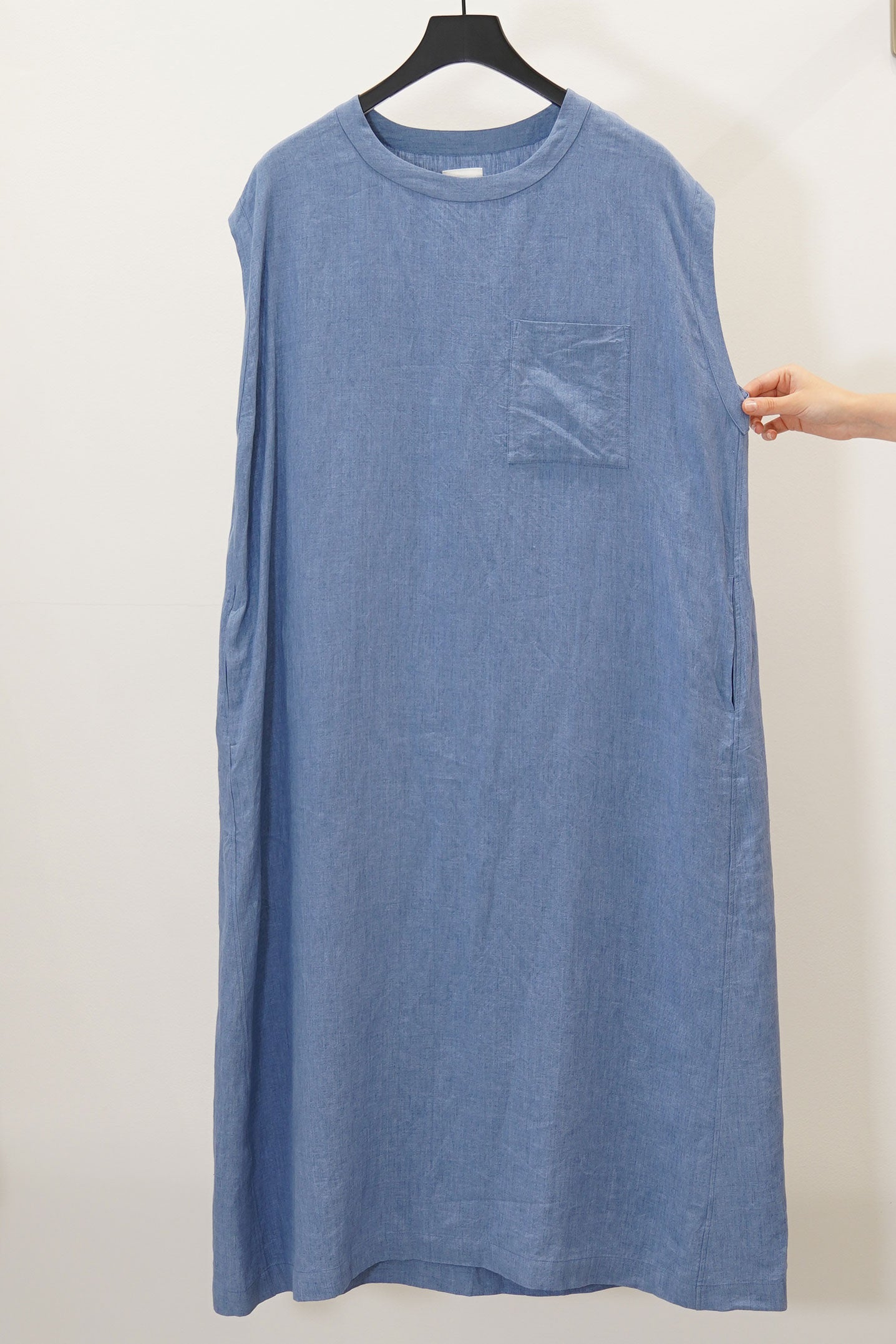 ym42sd04 big tank dress linen indigo blue