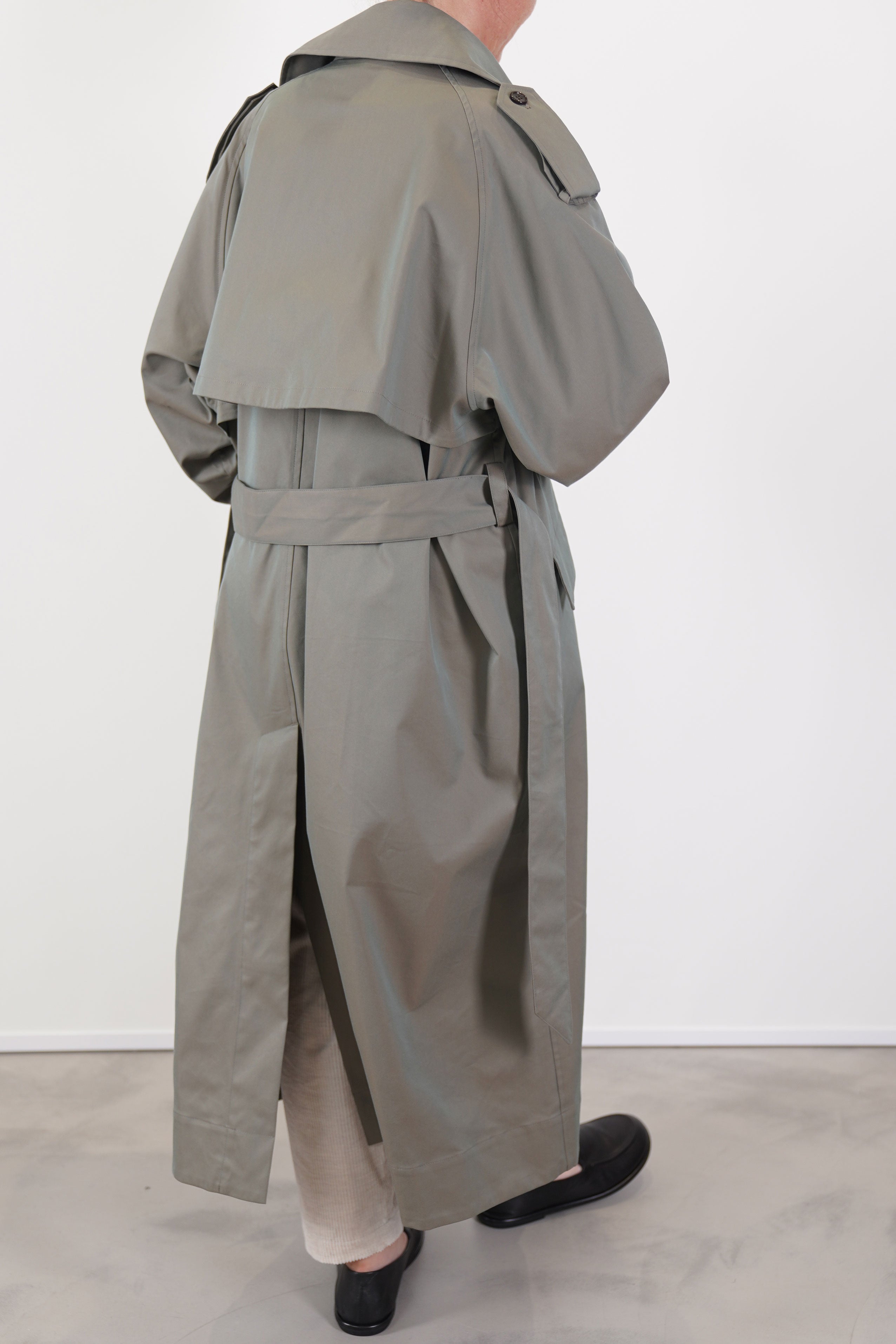 trench maxi coat olive ym43nc01