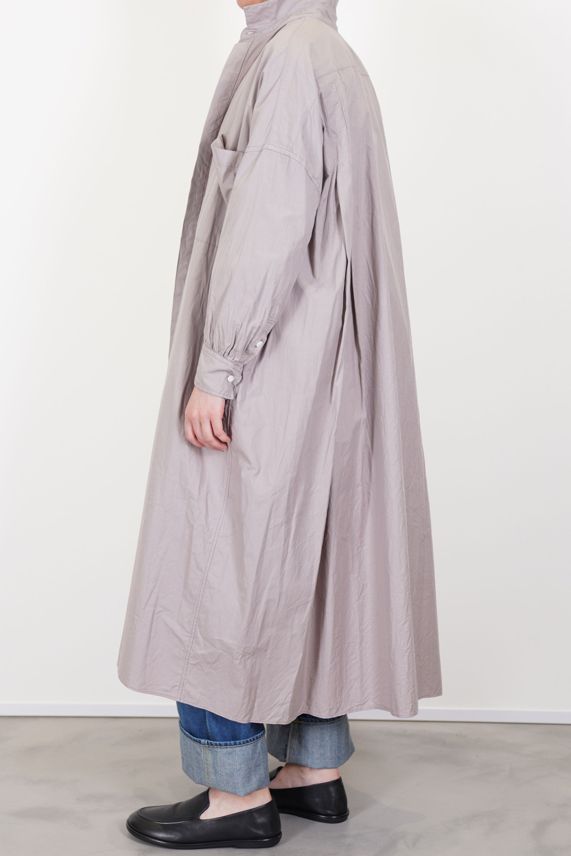 back side pleated shirt dress grayish rose ym43qd05