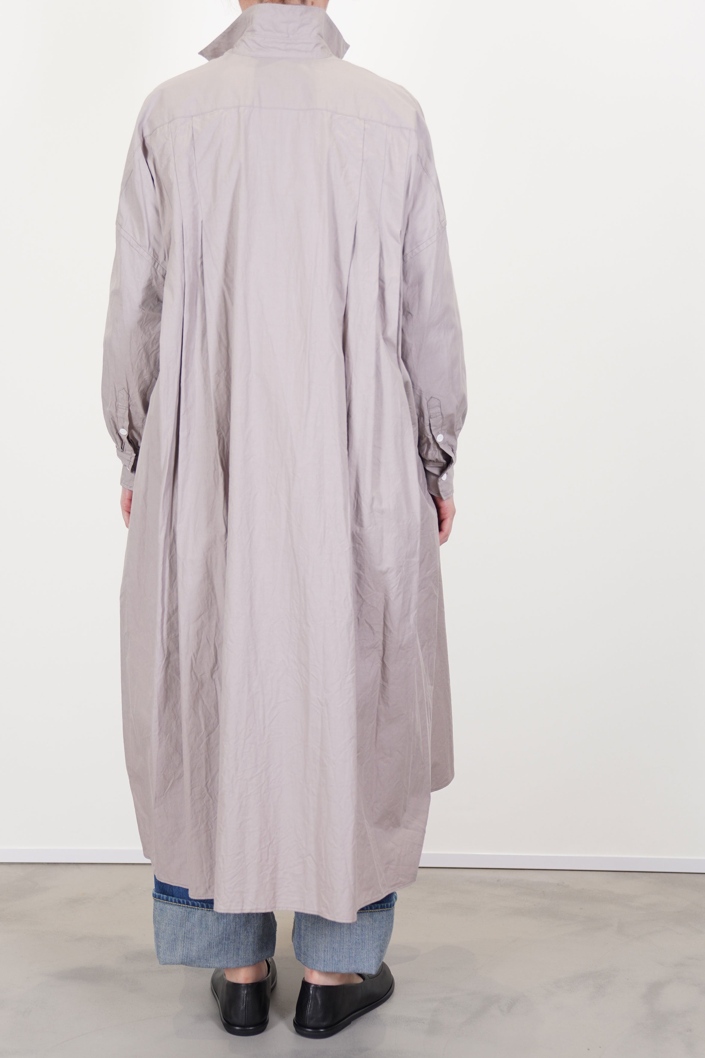 back side pleated shirt dress grayish rose ym43qd05