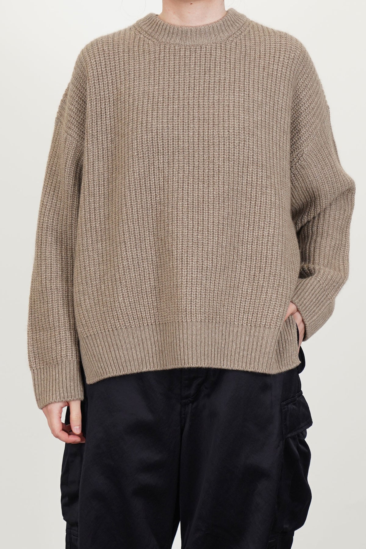 crew neck big pullover cashmere natural
