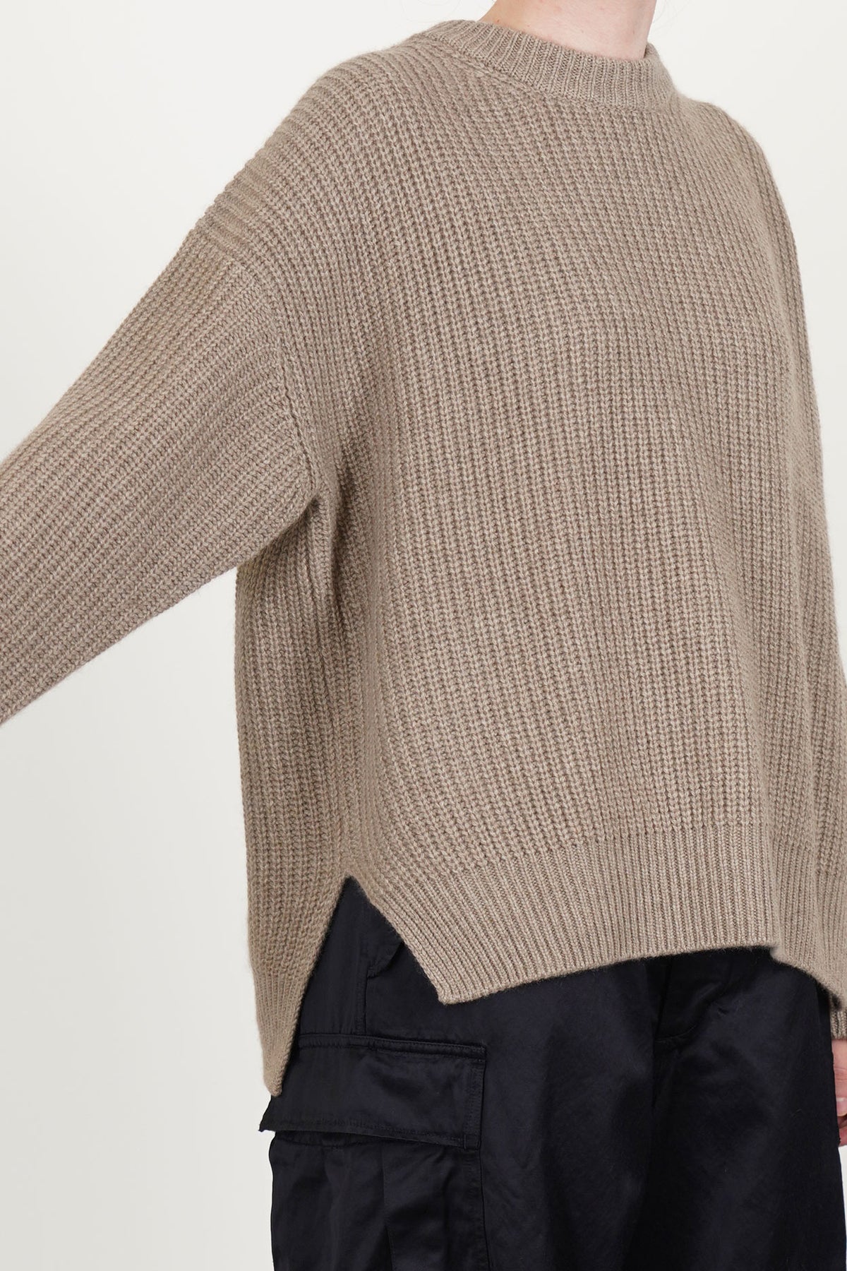 crew neck big pullover cashmere natural