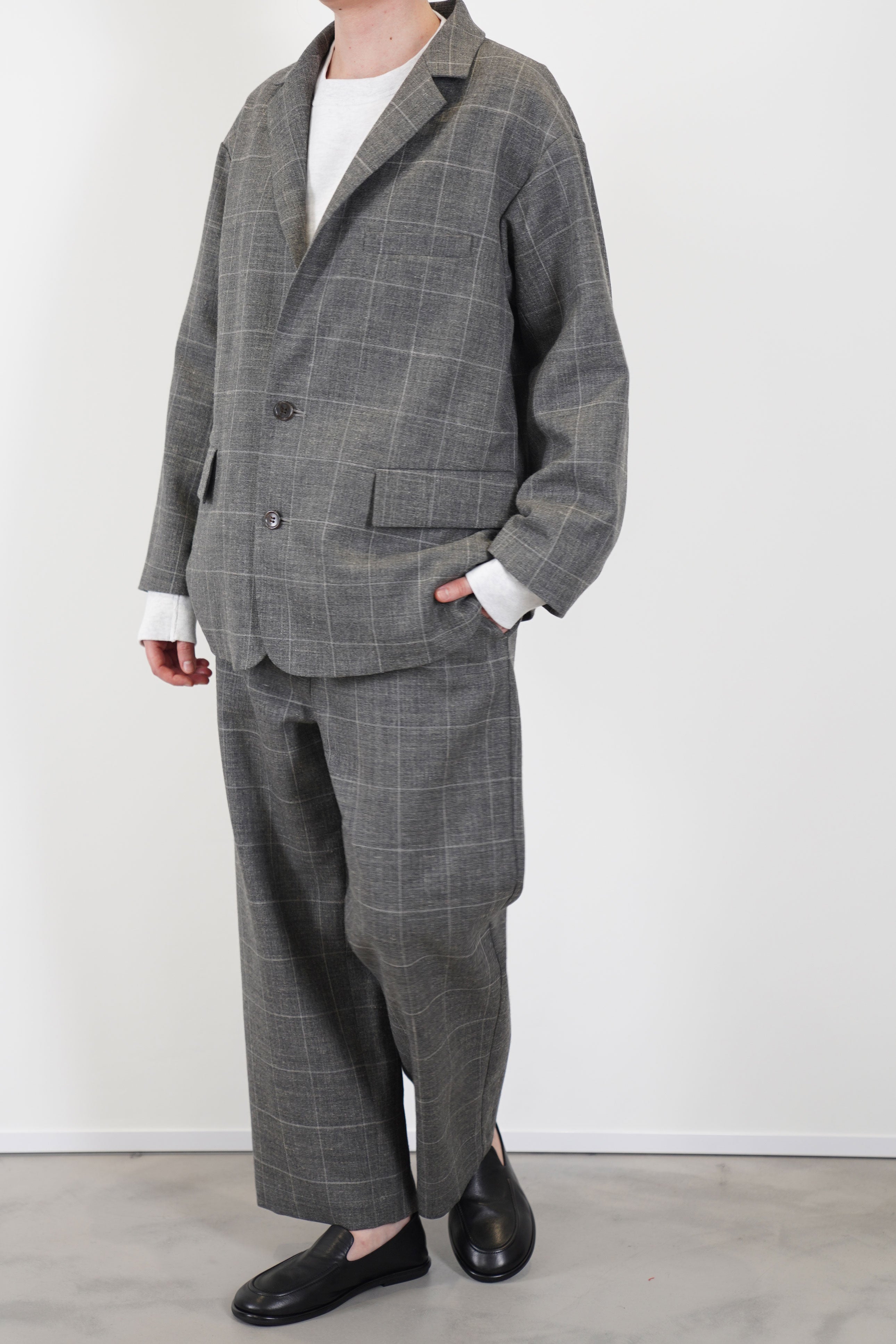 easy trousers wool linen grey tm43op05