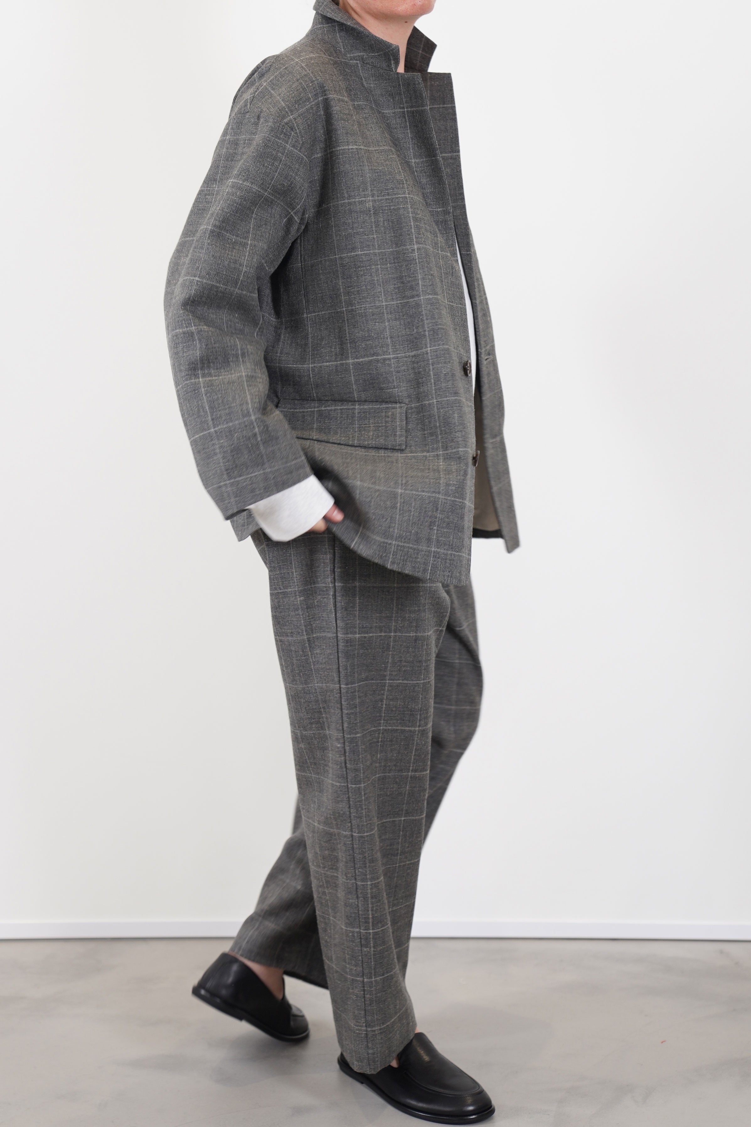 oversized sack jacket wool linen grey tm43oj02