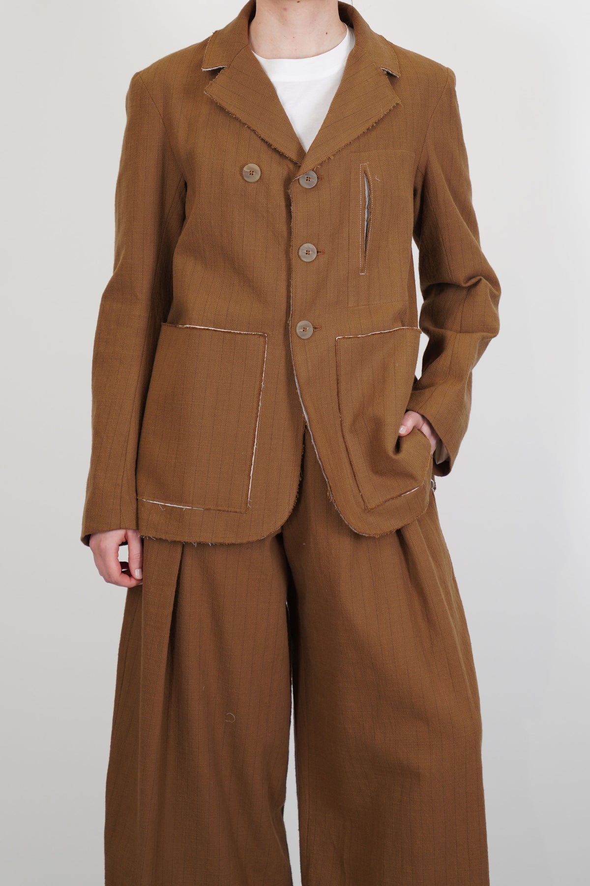 leusdon jacket ochre pinstripe