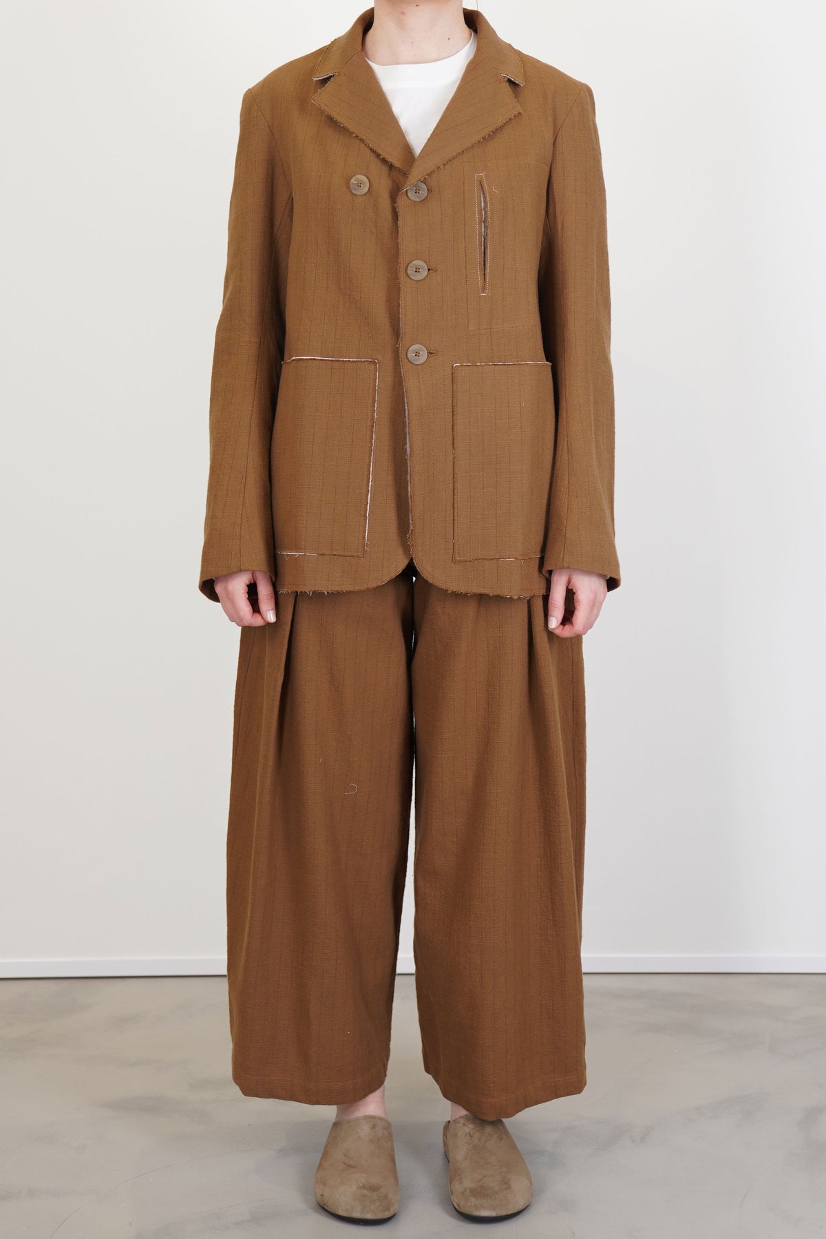 leusdon jacket ochre pinstripe