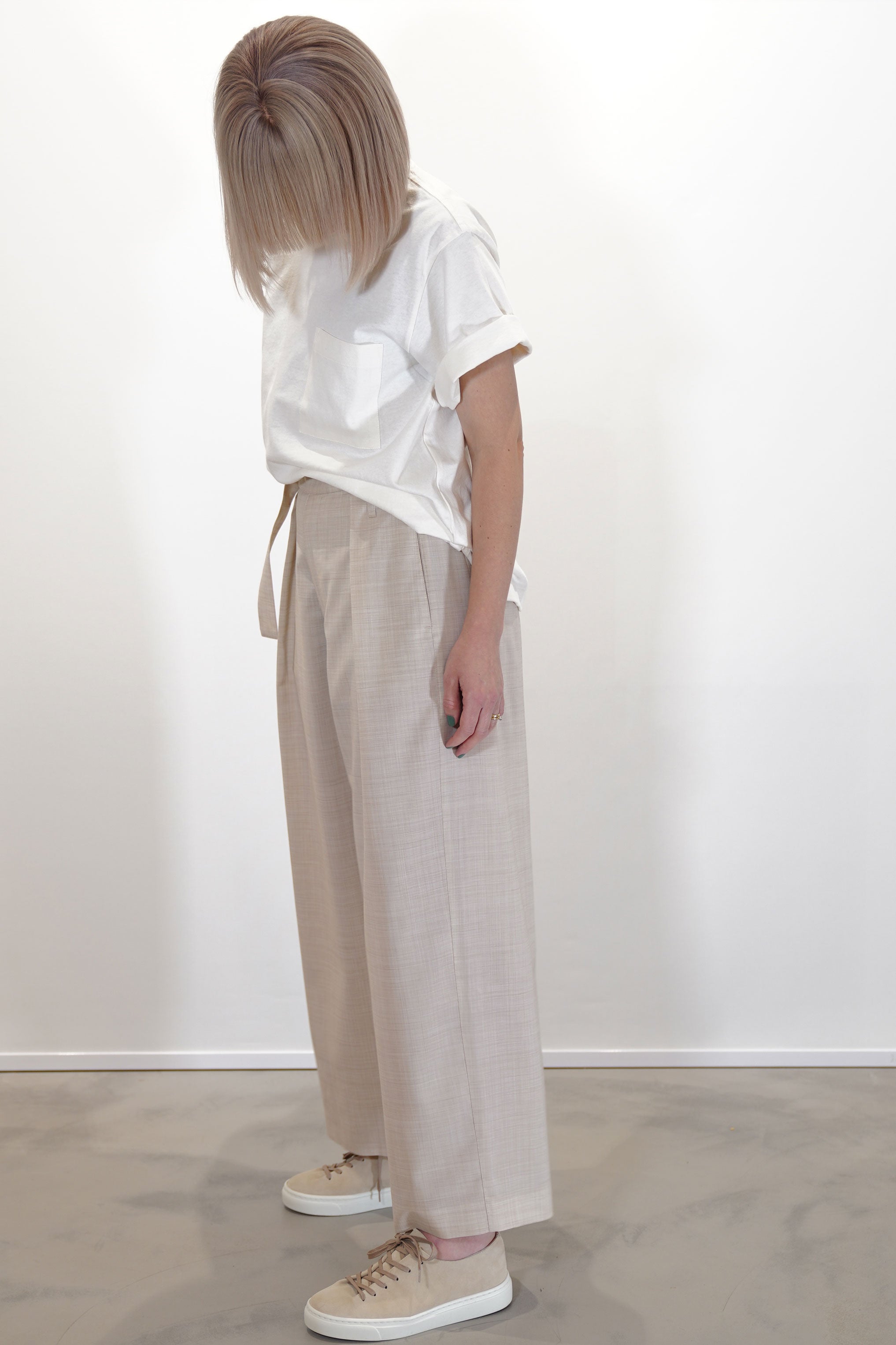 wd-097-h single pleat trousers hay