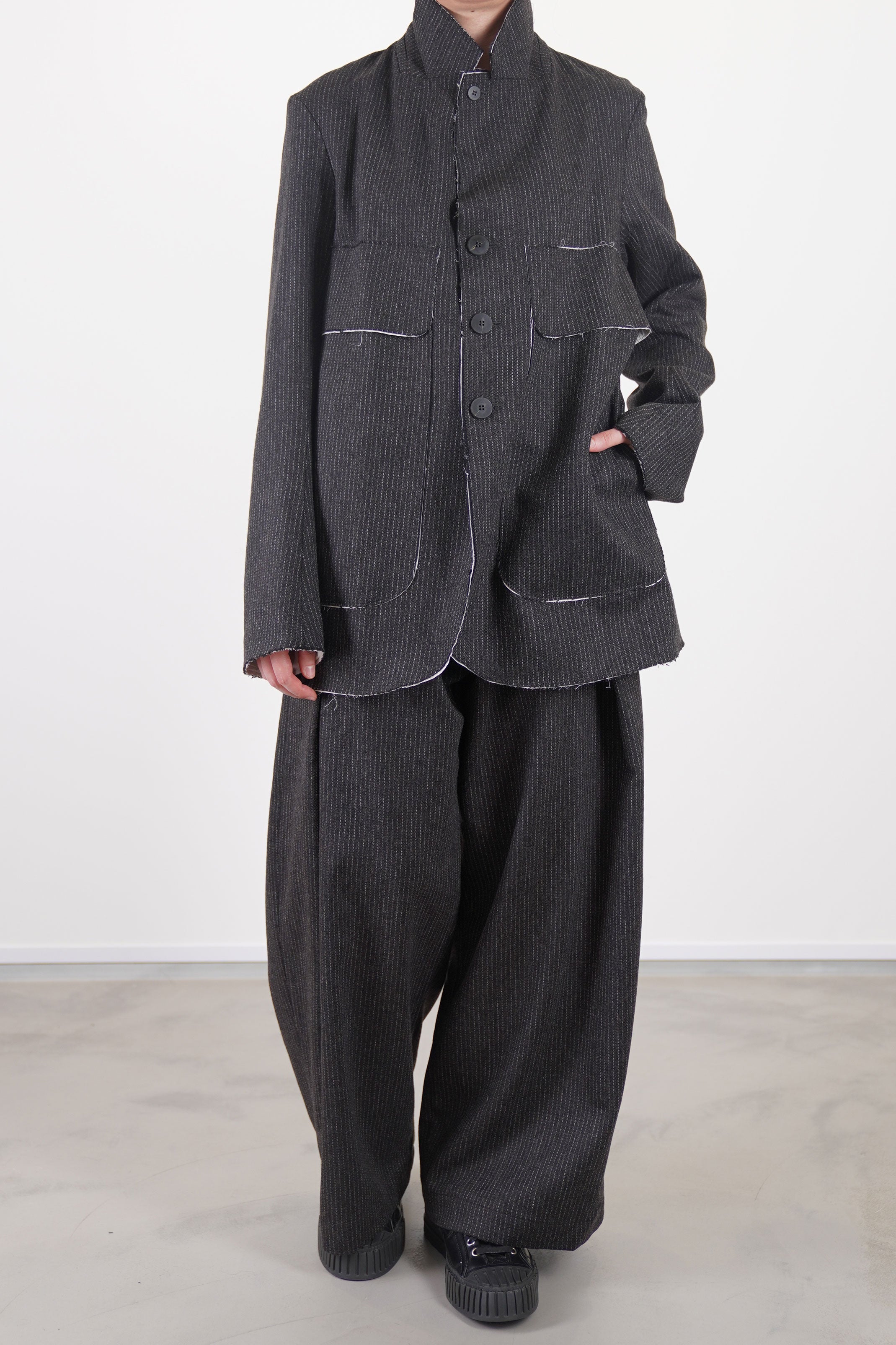 wd-111-cp woolen stanhope jacket cacao pinstripe