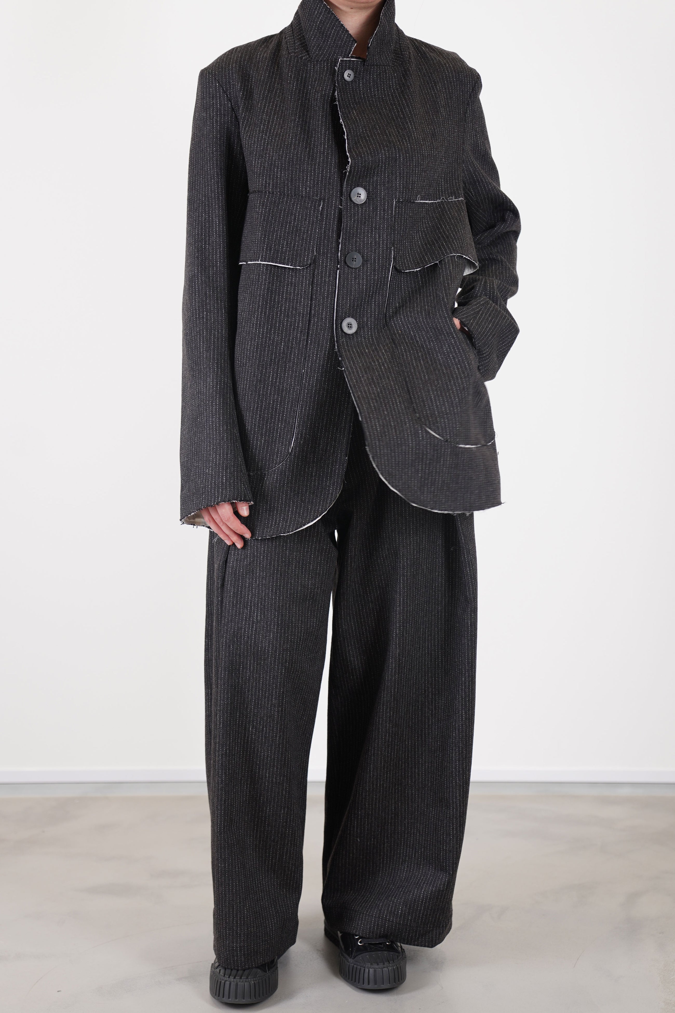 wd-111-cp woolen stanhope jacket cacao pinstripe