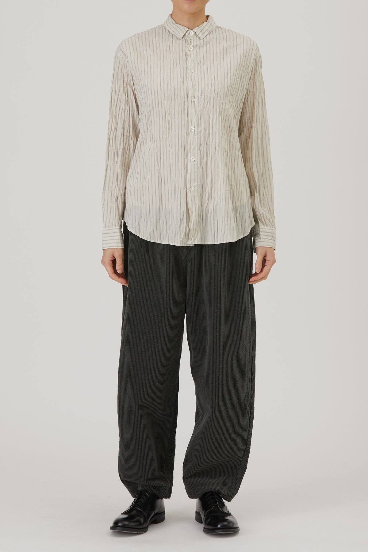 dobby stripe standard shirt ivory