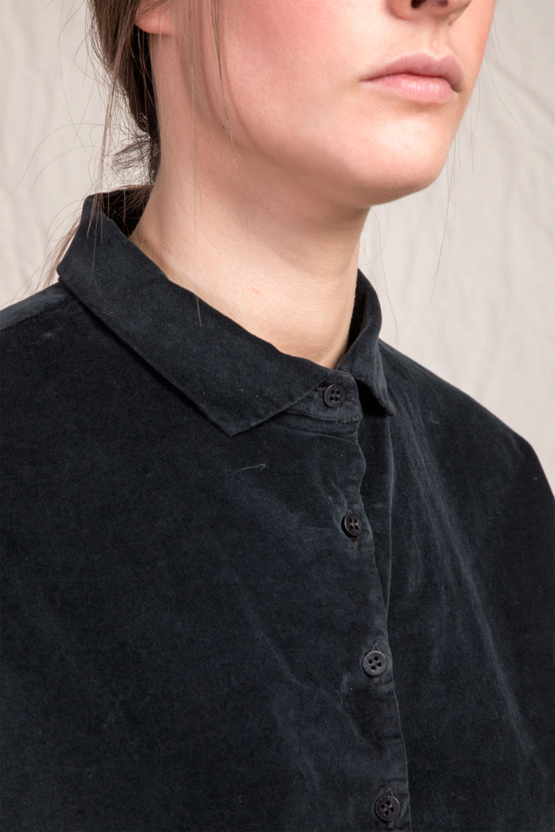 short collar shirt velvet black