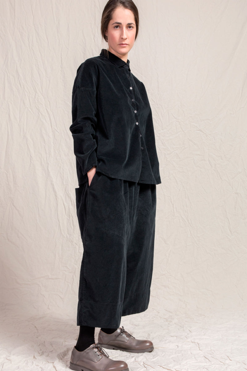 wide trousers velvet black