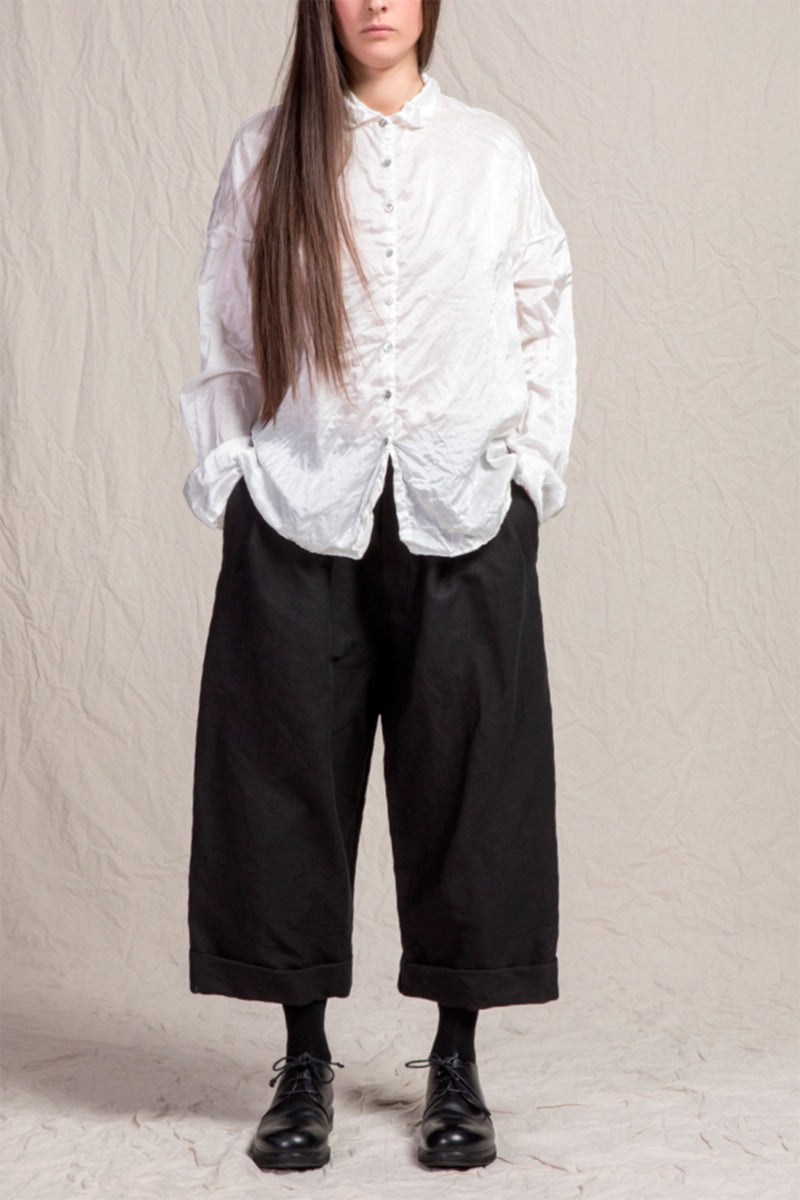 short collar shirt sc silk cotton milk