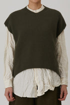 sleeveless vest wool cashmere khaki