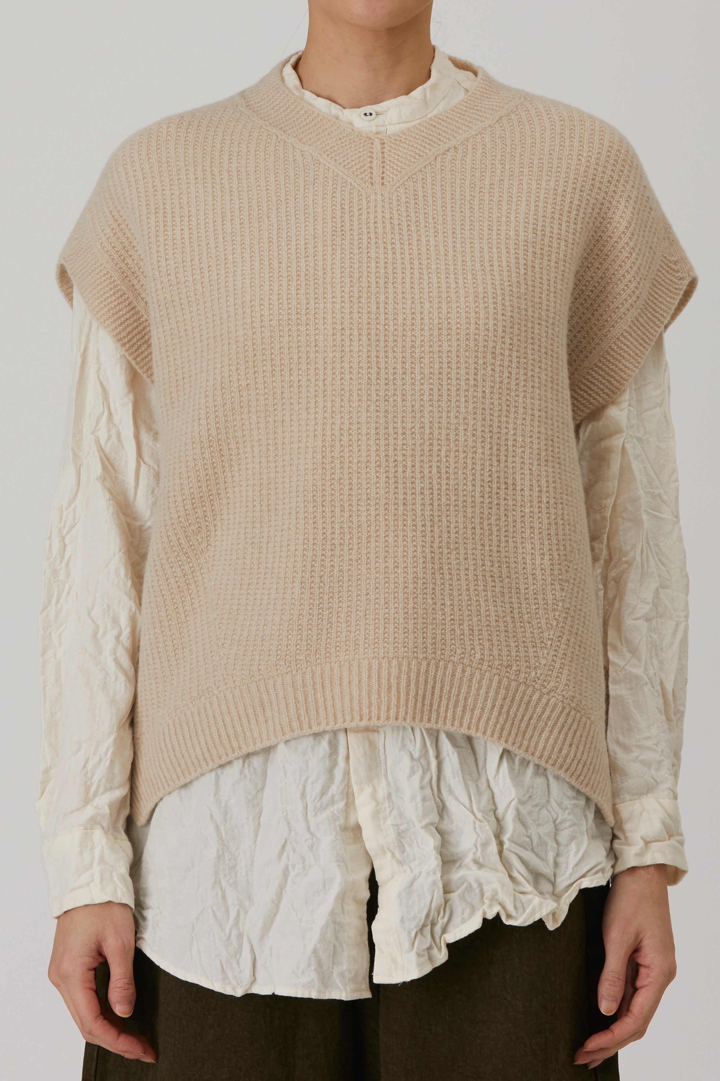 sleeveless vest wool cashmere natural