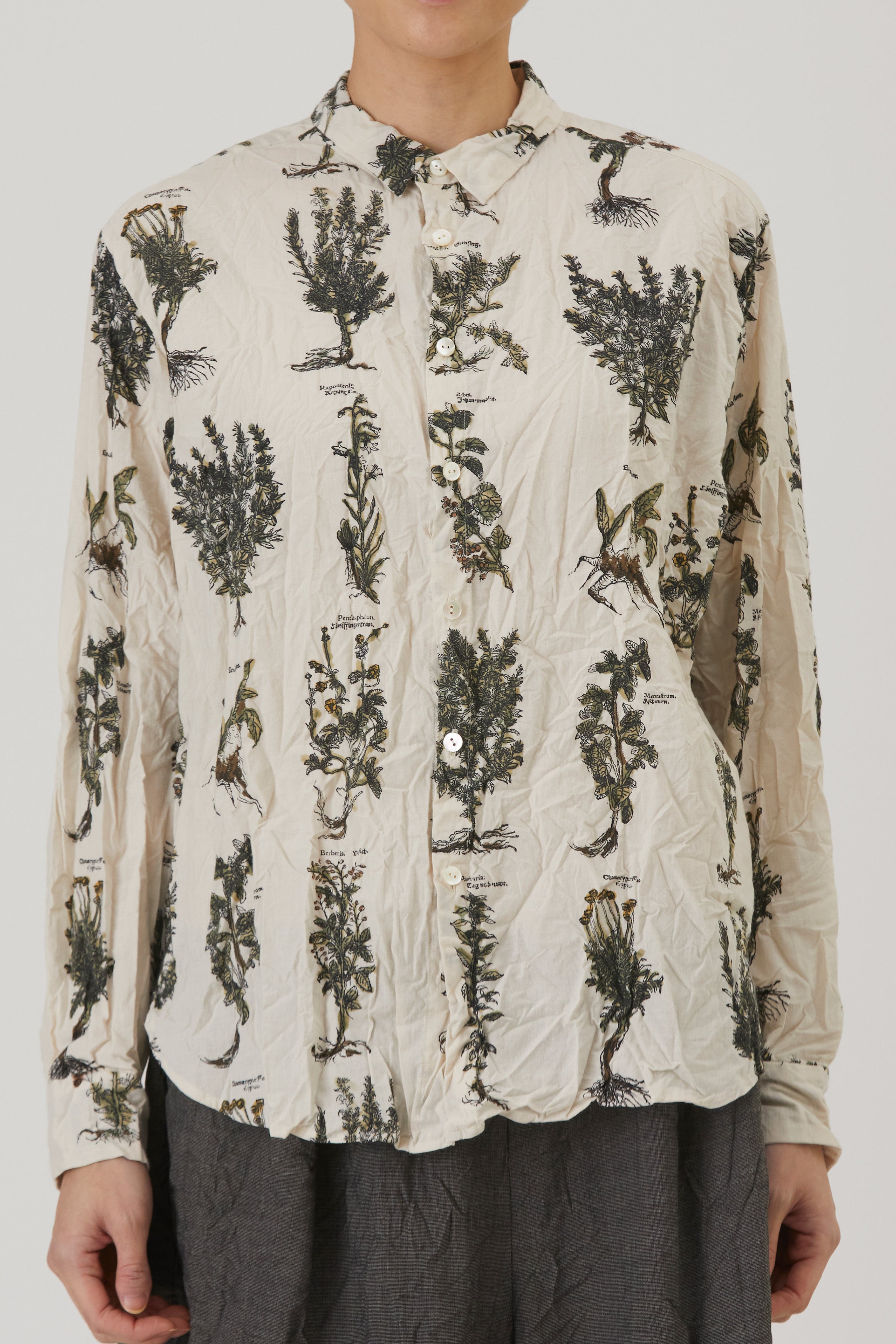 relaxed herbal print shirt ivory