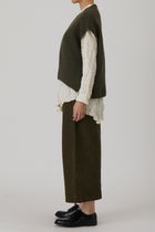 sleeveless vest wool cashmere khaki