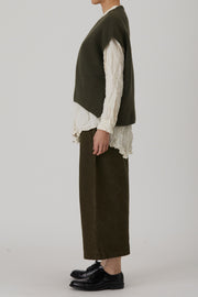 sleeveless vest wool cashmere khaki