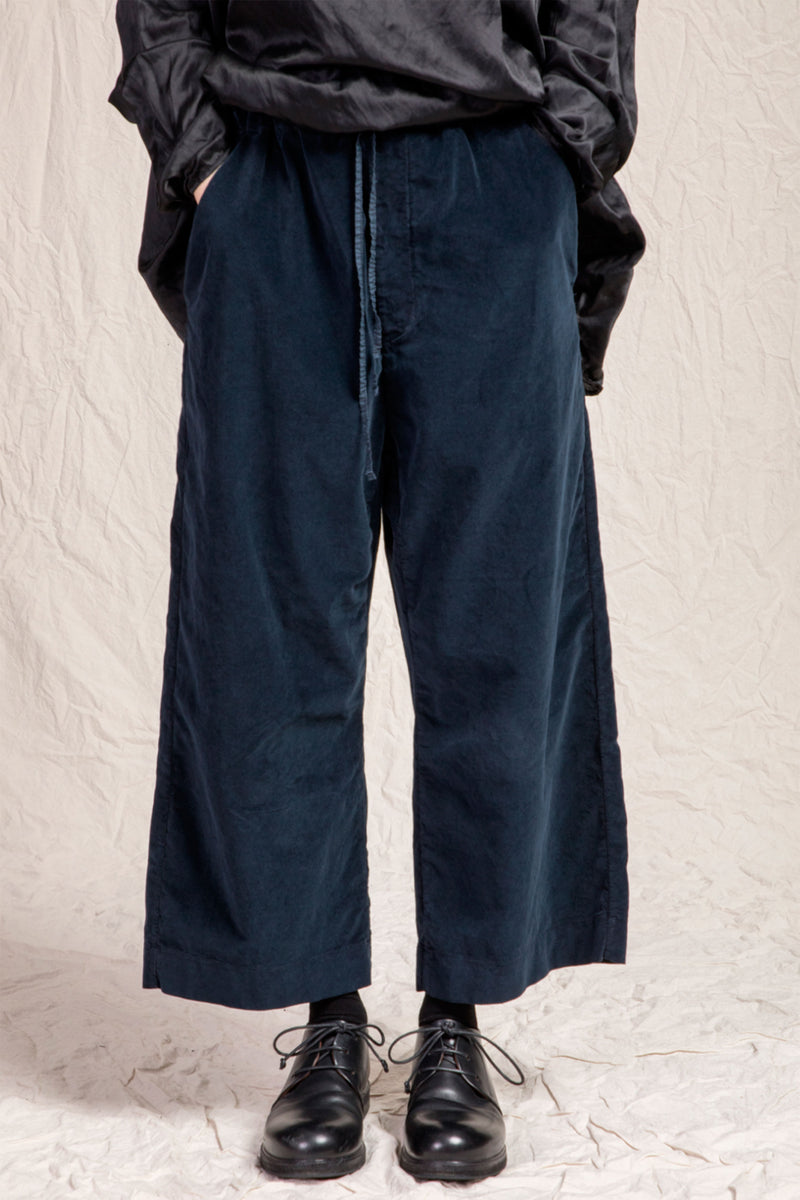 wide & short trousers velvet ink