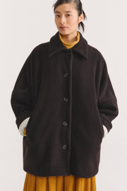 triangle coat heavy cashmere dark brown