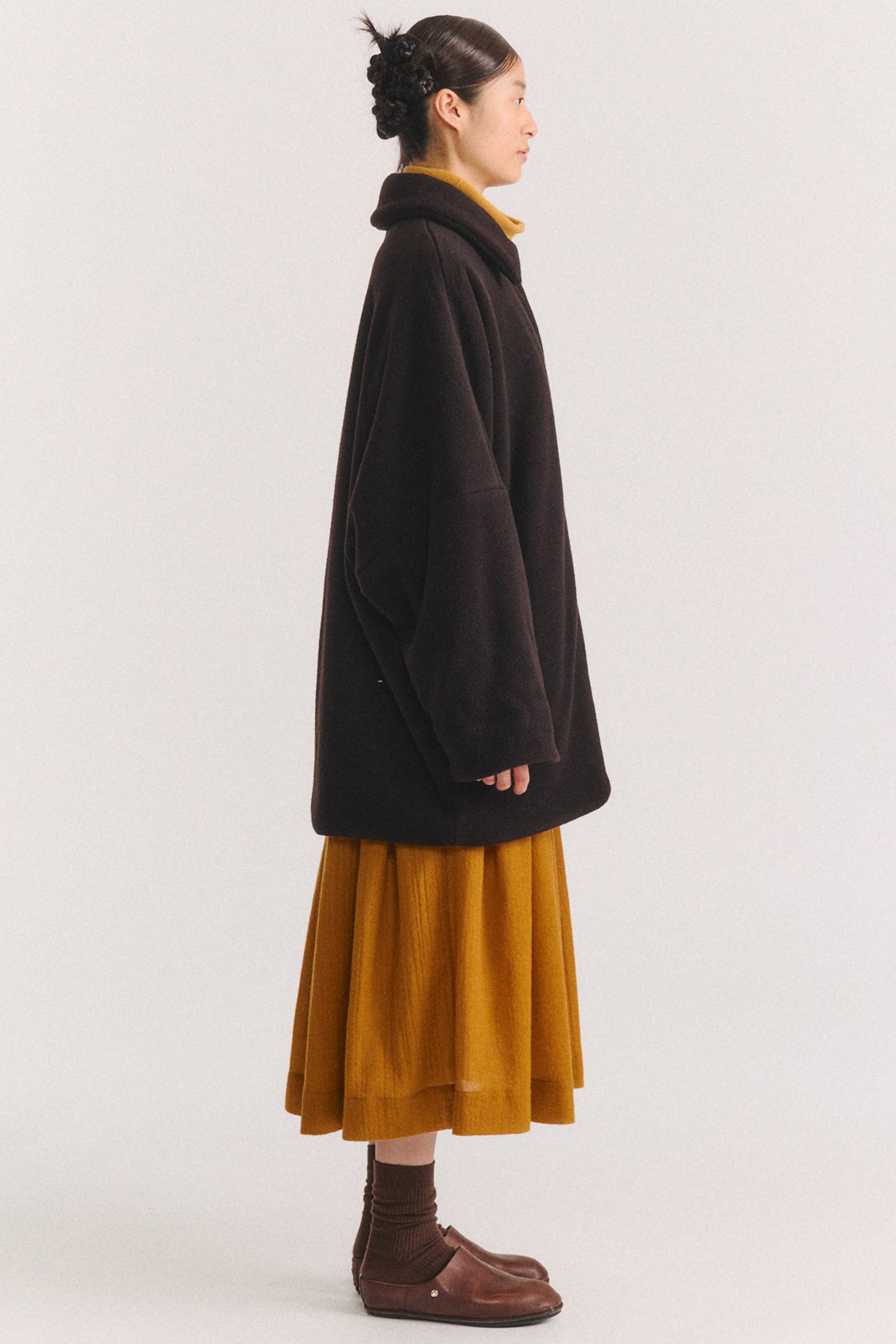 triangle coat heavy cashmere dark brown