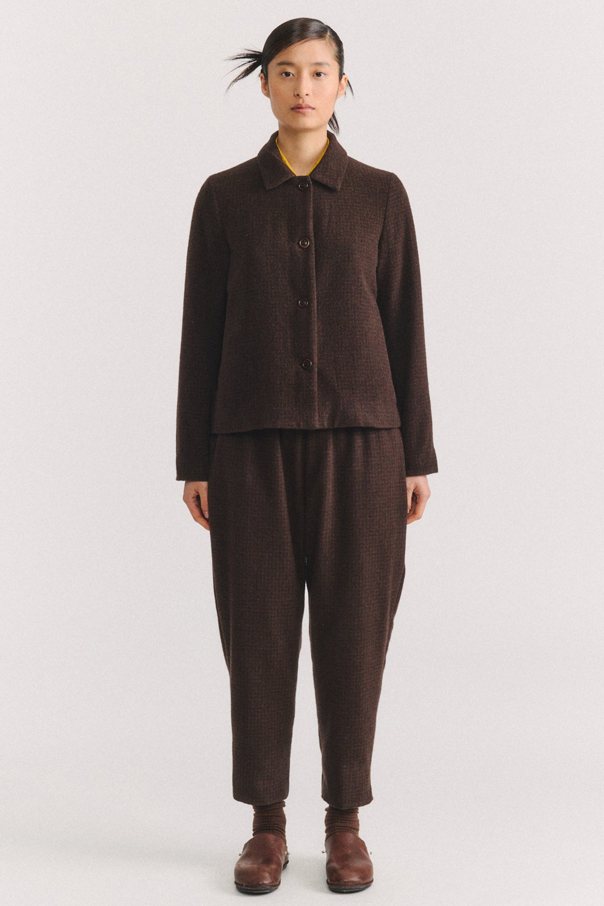 pwet jacket wool cashmere brown check