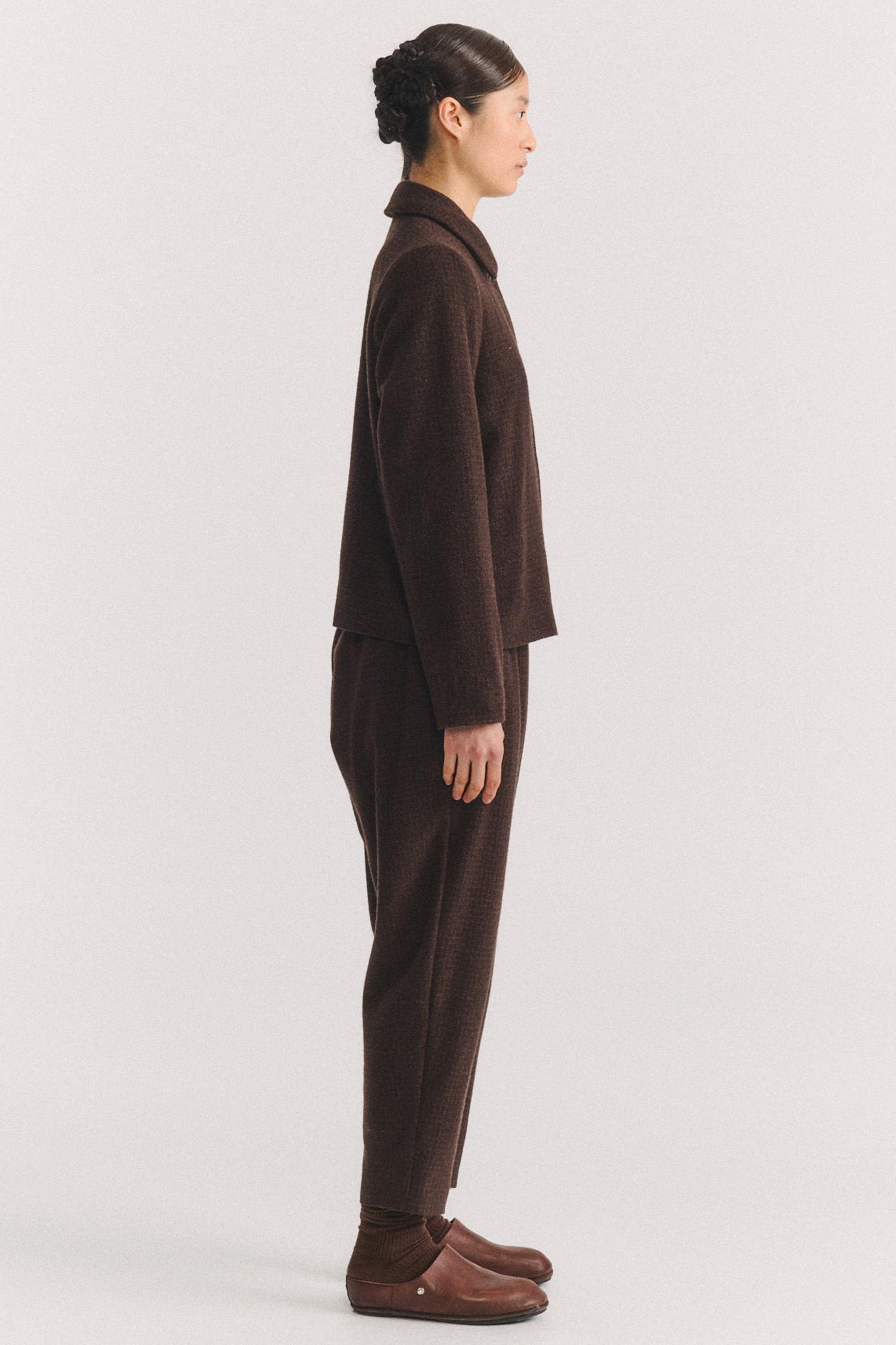 pwet jacket wool cashmere brown check