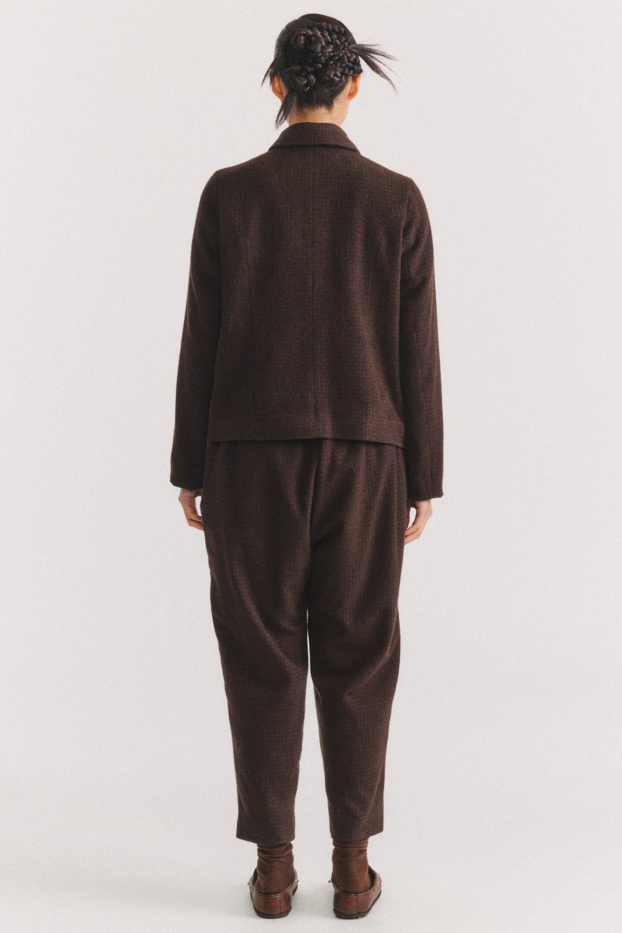 pwet jacket wool cashmere brown check