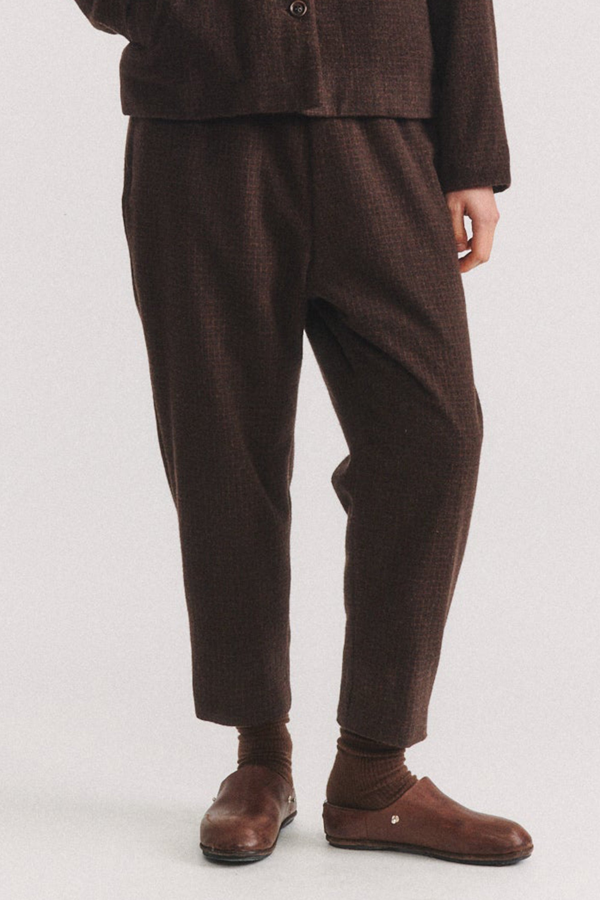 zwag pant wool cashmere brown check