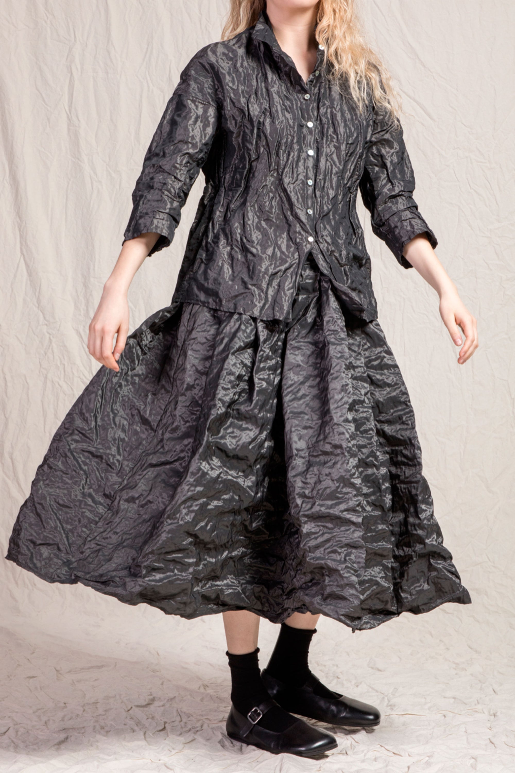 pleated long skirt tm anthracite