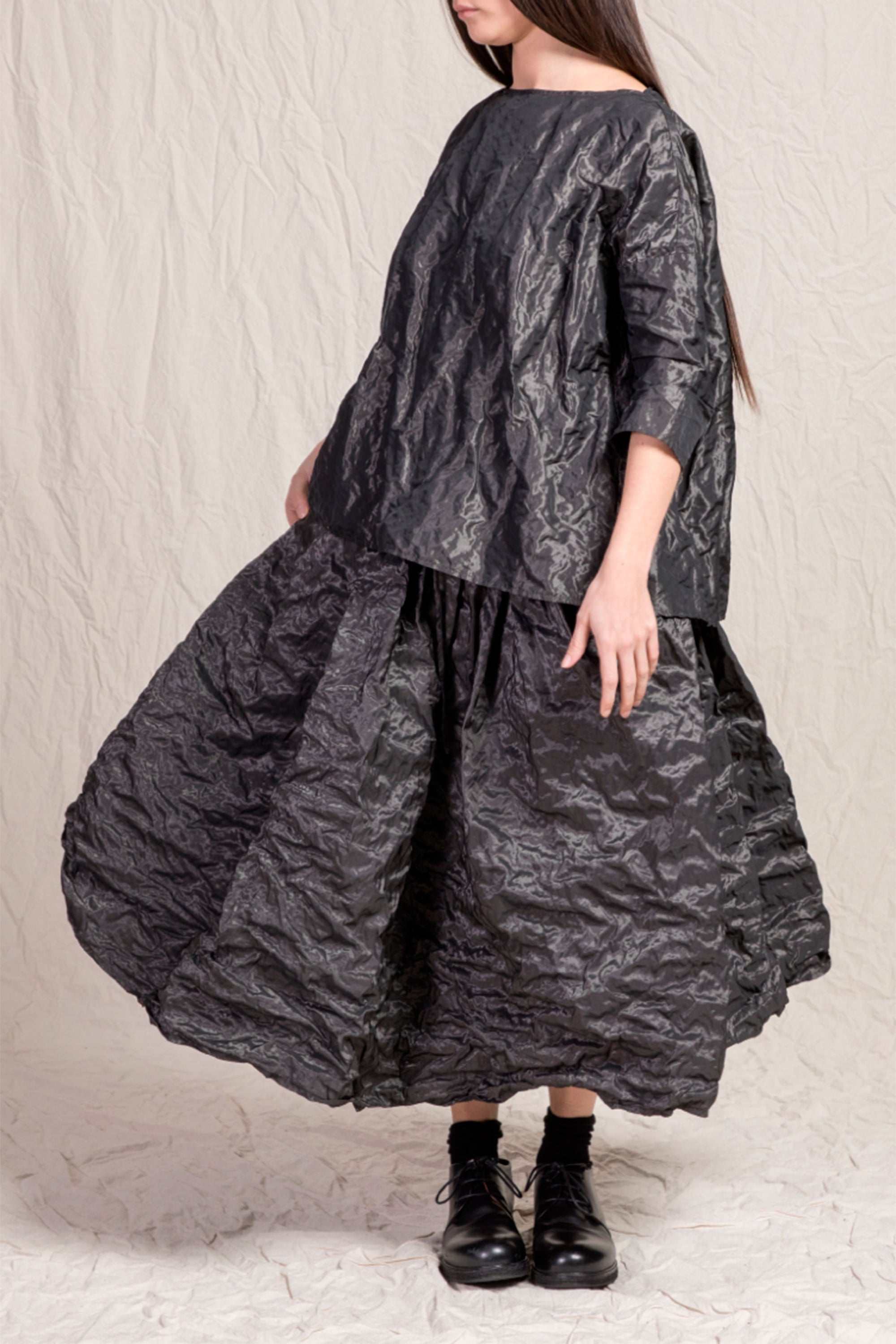 pleated long skirt tm anthracite