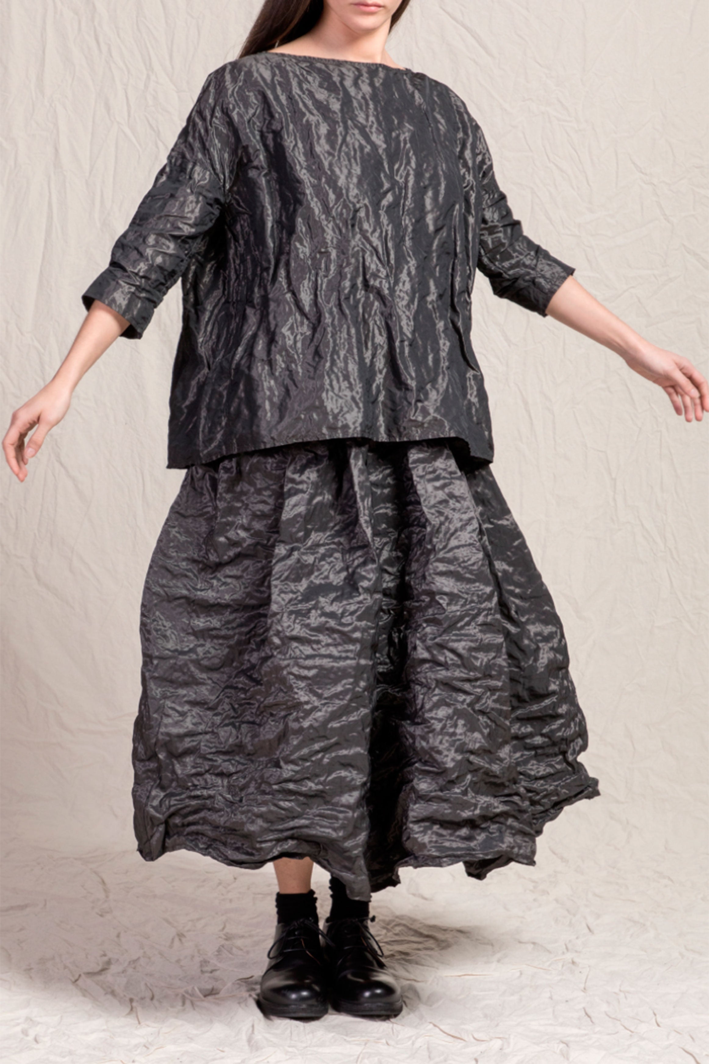 pleated long skirt tm anthracite