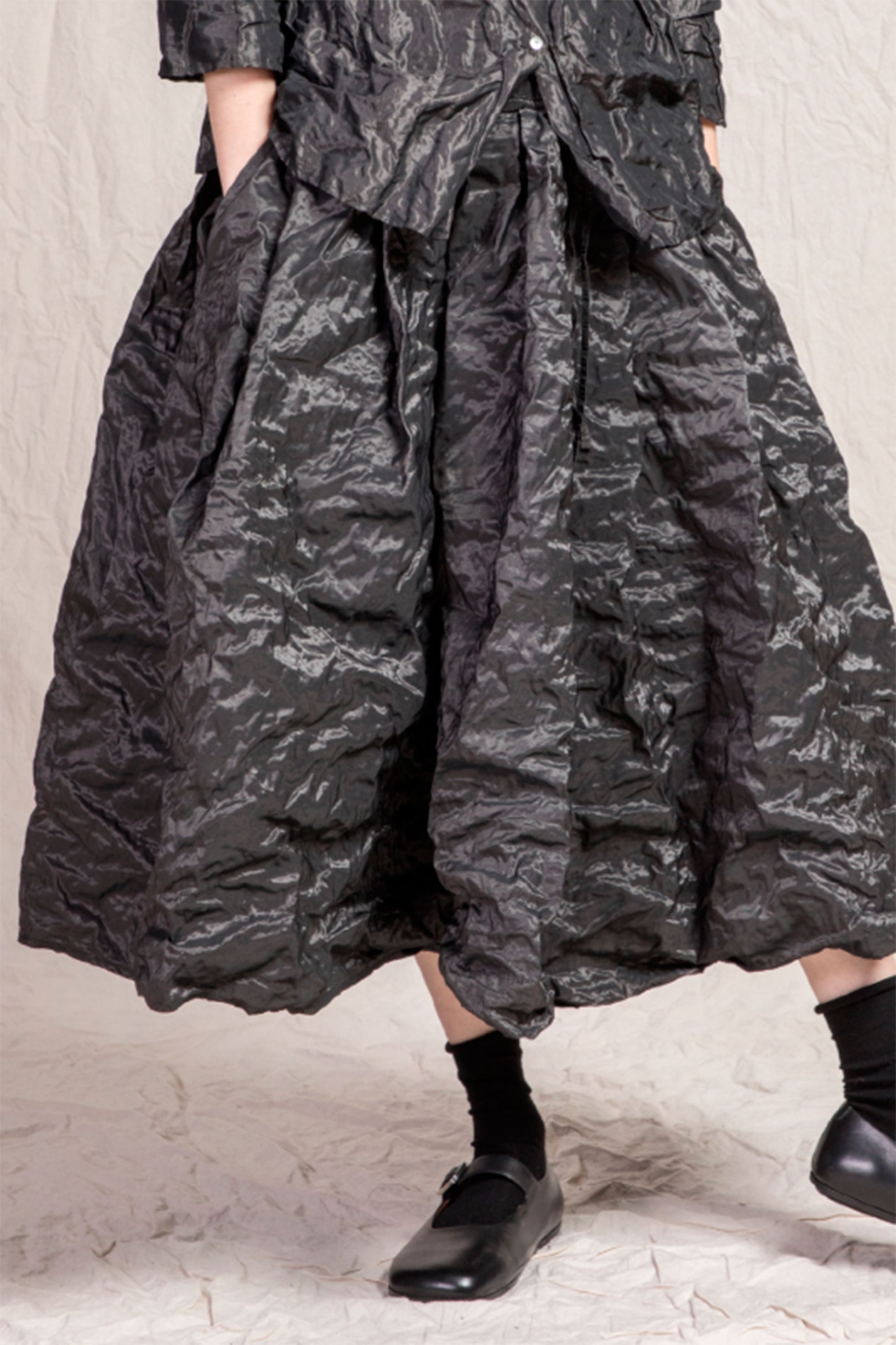 pleated long skirt tm anthracite