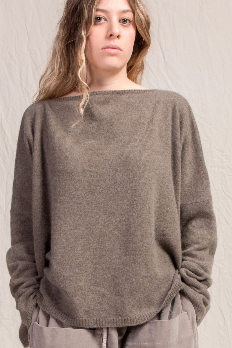 boatneck sweater cashmere marron glace