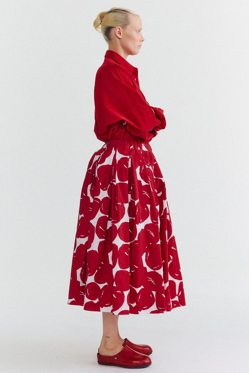 double rideaux skirt print red