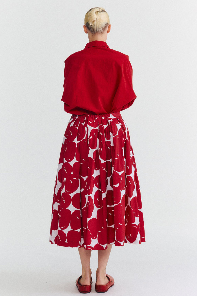 double rideaux skirt print red