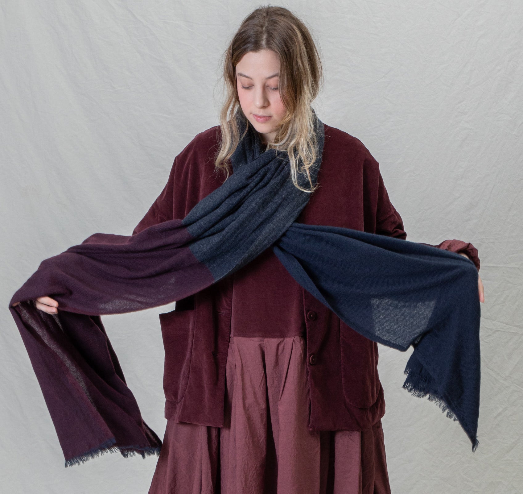 ws cashmere silk scarf wine