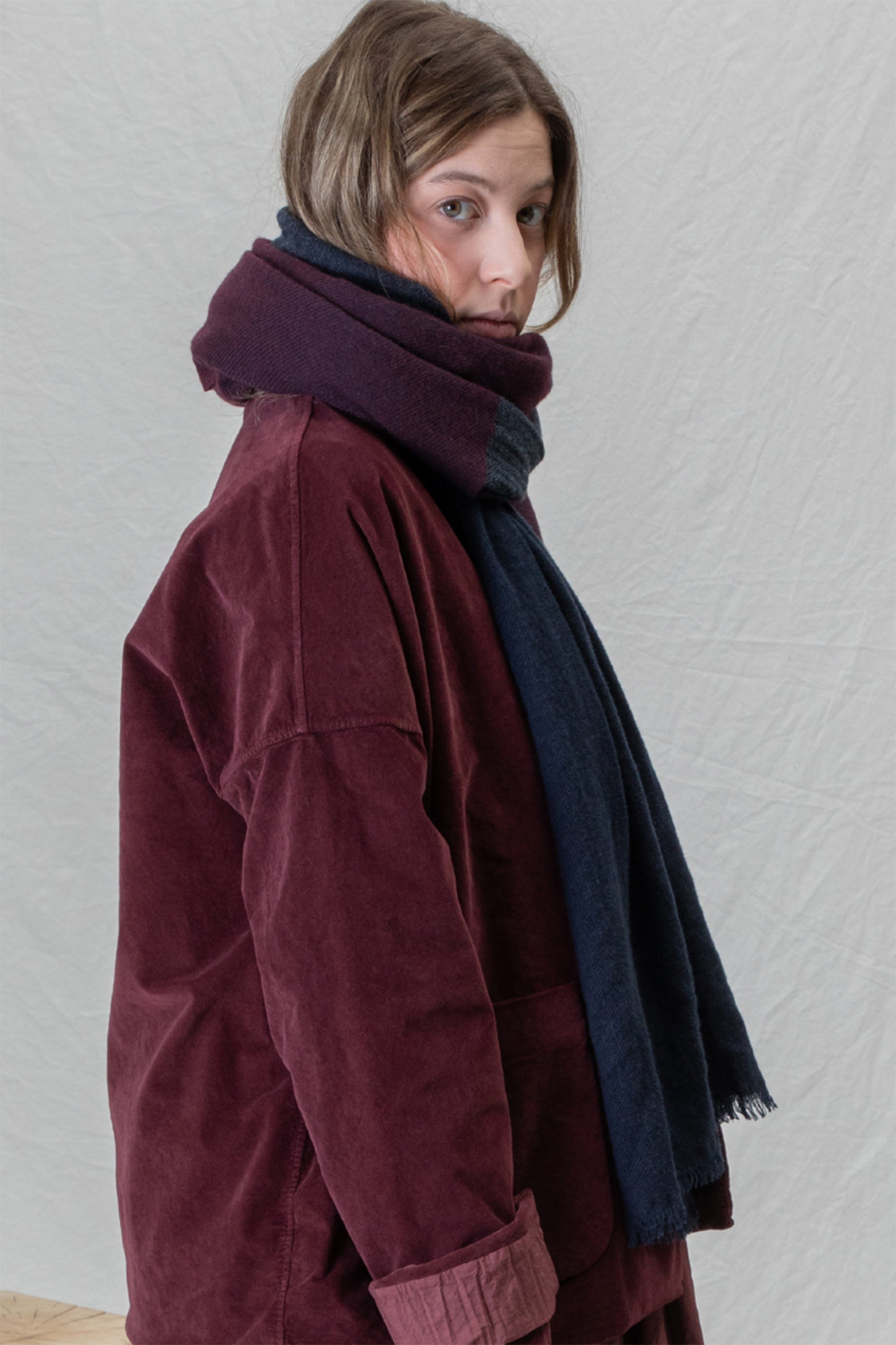 ws cashmere silk scarf wine