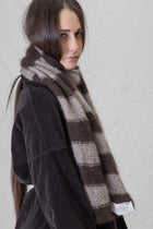 hk striped scarf plume mohair silk brown